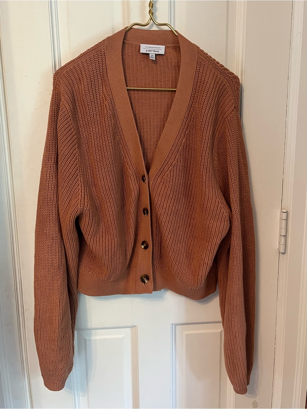 & Other Stories Stockholm Atelier Chunky Knit Cardigan Womens M Terracotta